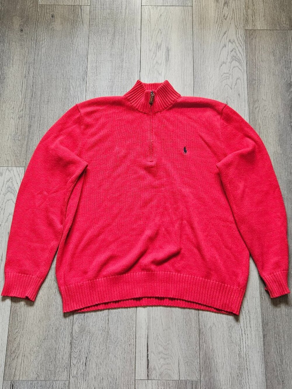 Polo Ralph Lauren Mens XL Red Cotton Quarter Zip Mock Neck Sweater Pullover XL